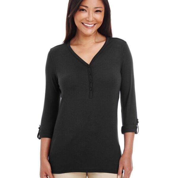 Women's Perfect Fit™ Y-Placket Convertible Sleeve Knit Top Thumbnail